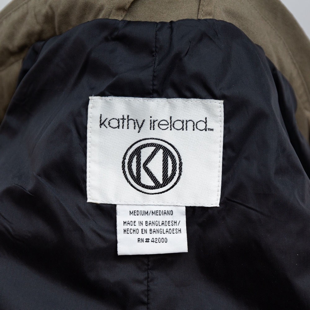 Olive rain jacket water resistant trench coat olive Kathy Ireland M - Picture 15 of 16